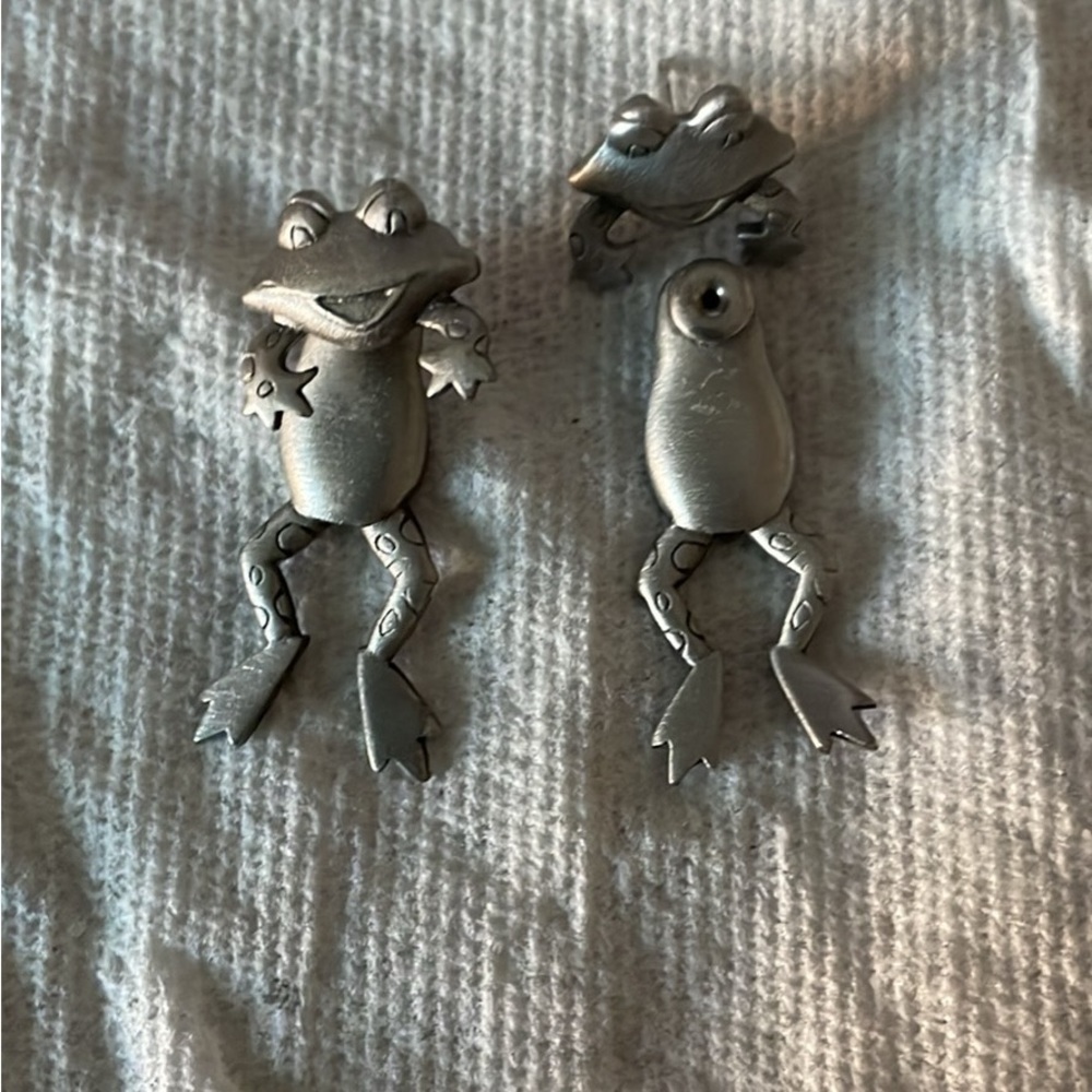 Sterling silver frog earrings